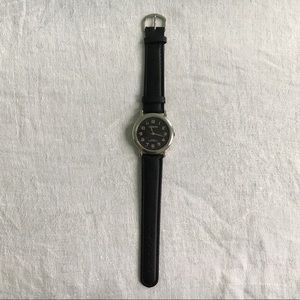 Water Resistant Black Leather Geneva Unisex Watch